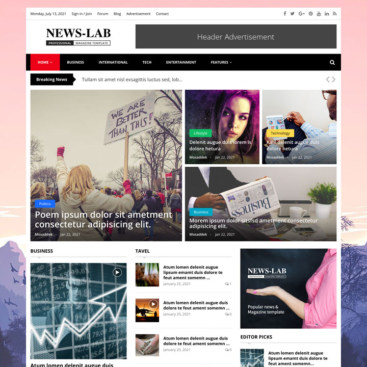 NewsLab - Newspaper & Magazine HTML5 Template
